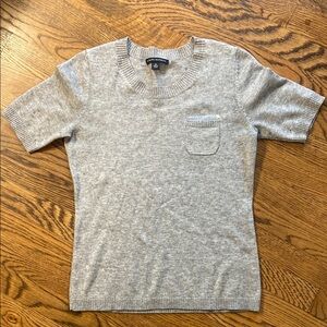 Gray Short Sleeve Sweater with Pocket